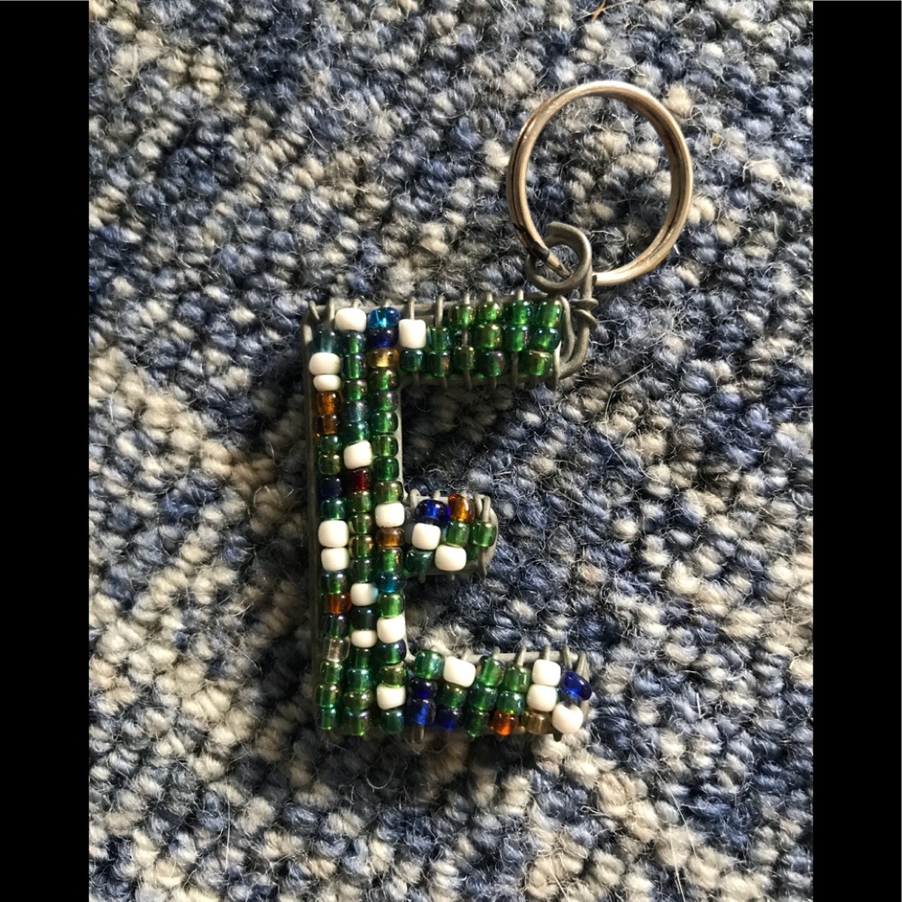 Beaded “E” keychain from South Africa